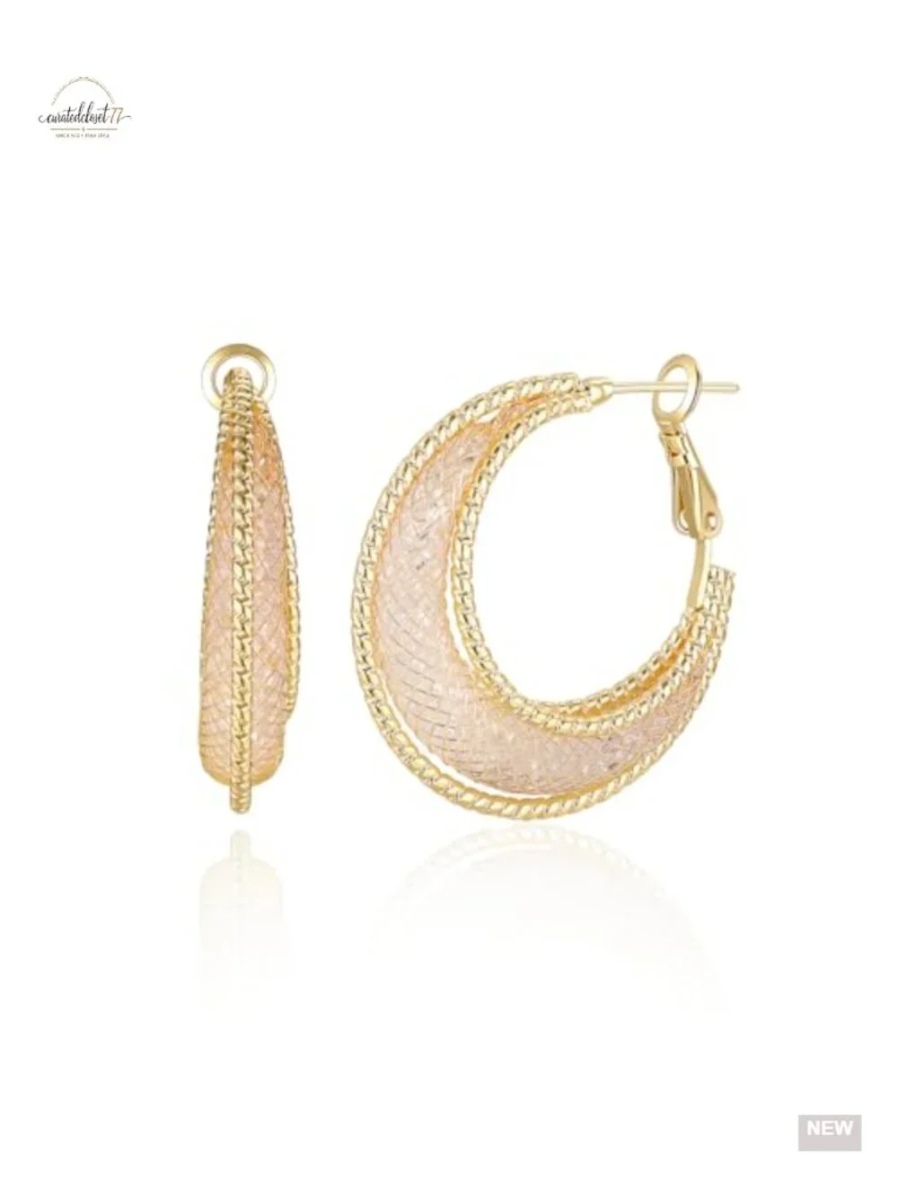 14K Gold Plated Chunky Hoop Earrings Lightweight Dangle Fashion Jewelry